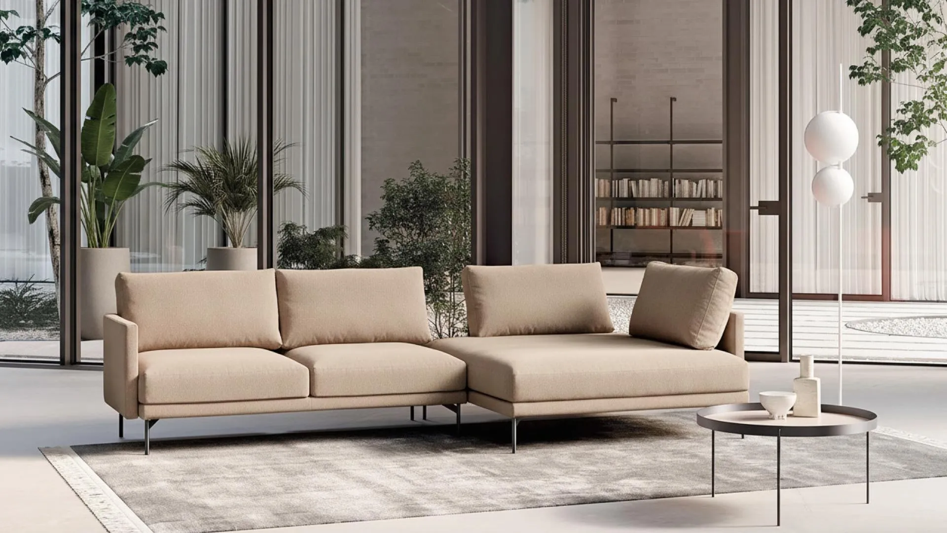 divano beige in tessuto componibile