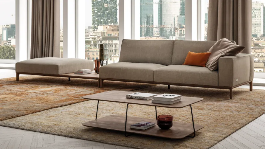 divano componibile con pouf Leonard