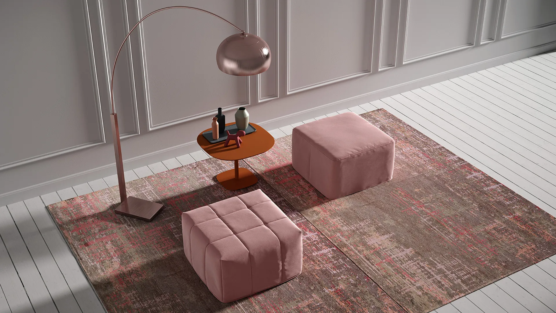 pouf letto trapuntato e liscio